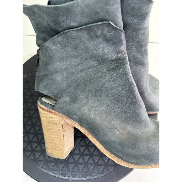 Free People Golden Read Peep Toe Leather Boots Dark Gray Sz 38 / 8 US - Picture 2 of 13